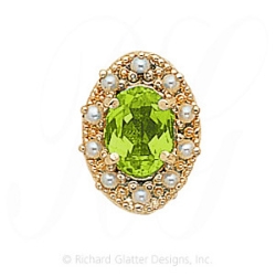 GS174 PD/PL - 14 Karat Gold Slide with Peridot center and Pearl accents 